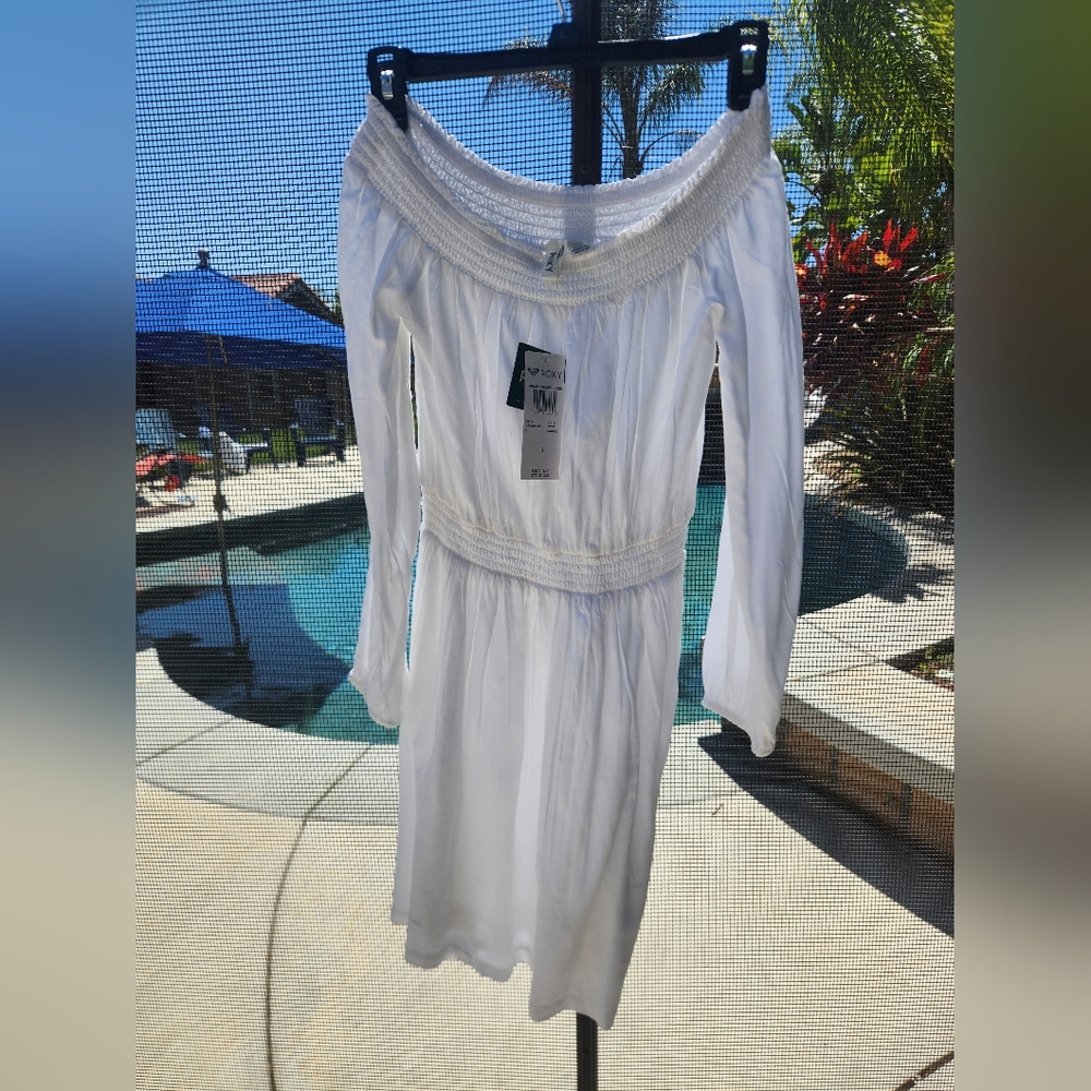NWT ROXY White Off-Shoulder Cotton Dress